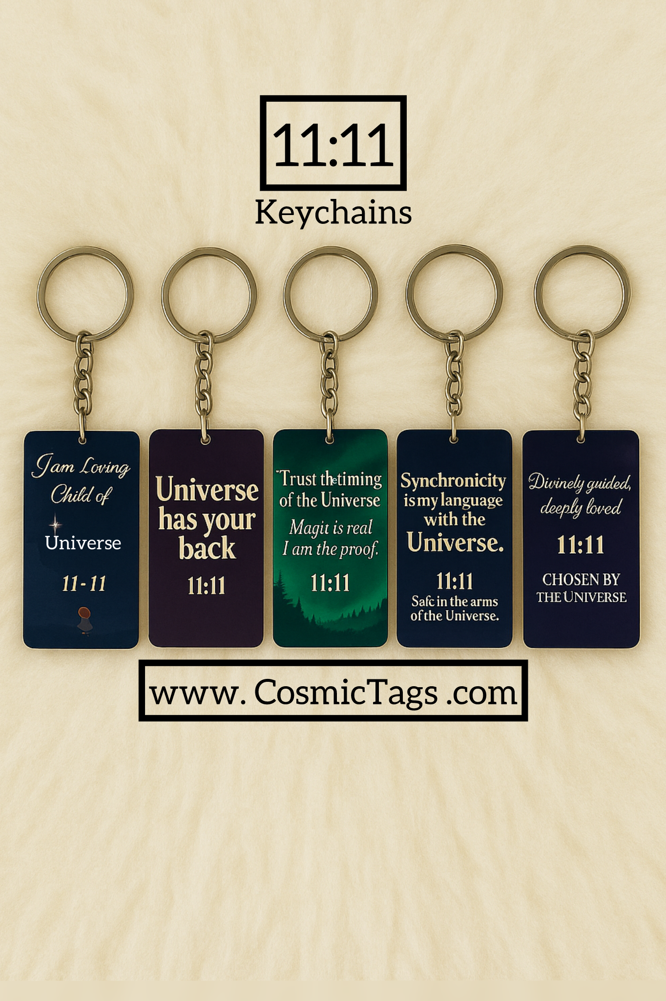 Cosmic Tags™ Ultimate Set: The Soul Aligned Collection 11:11 Keychains